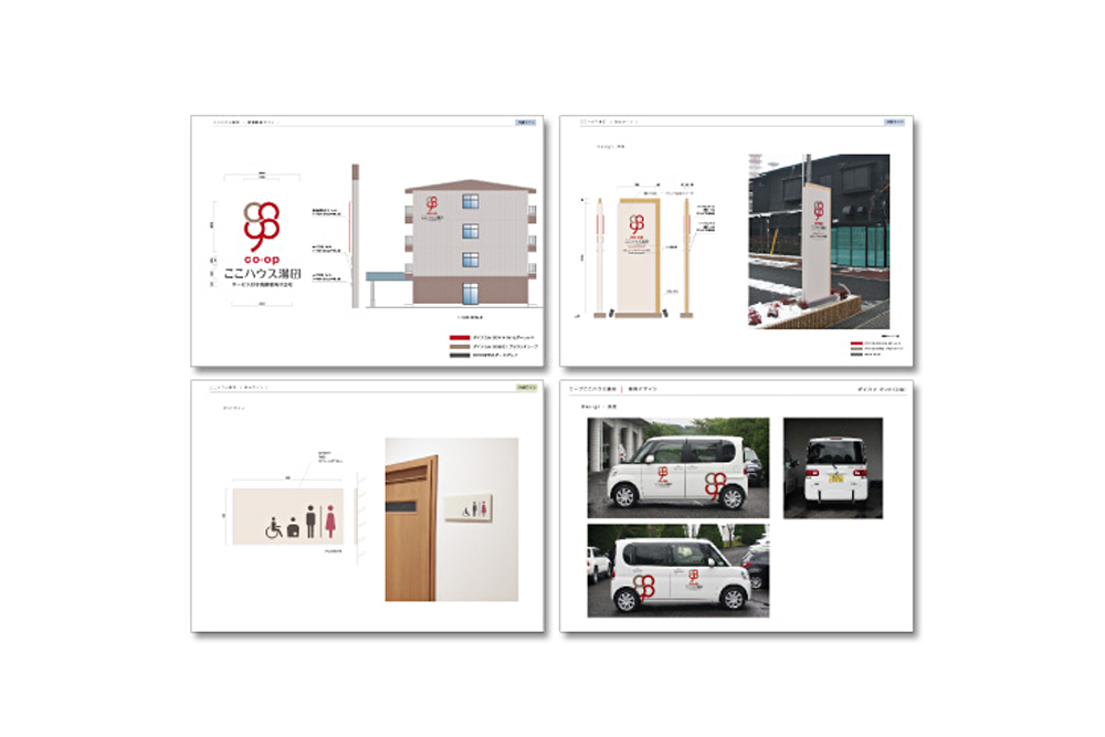 コープここハウス湯田の看板・車両等のデザインマニュアル